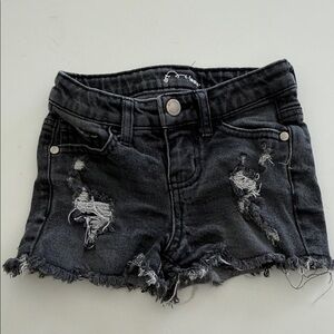 Girls Distressed Black Denim Shorts
